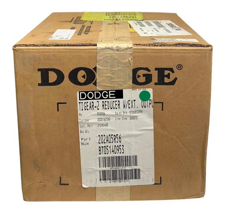 DODGE 202A05R56 TIGEAR-2 REDUCER W/ EXT OUTPUT SHAFT 5:1 RATIO 1.11HP MAX NSFS