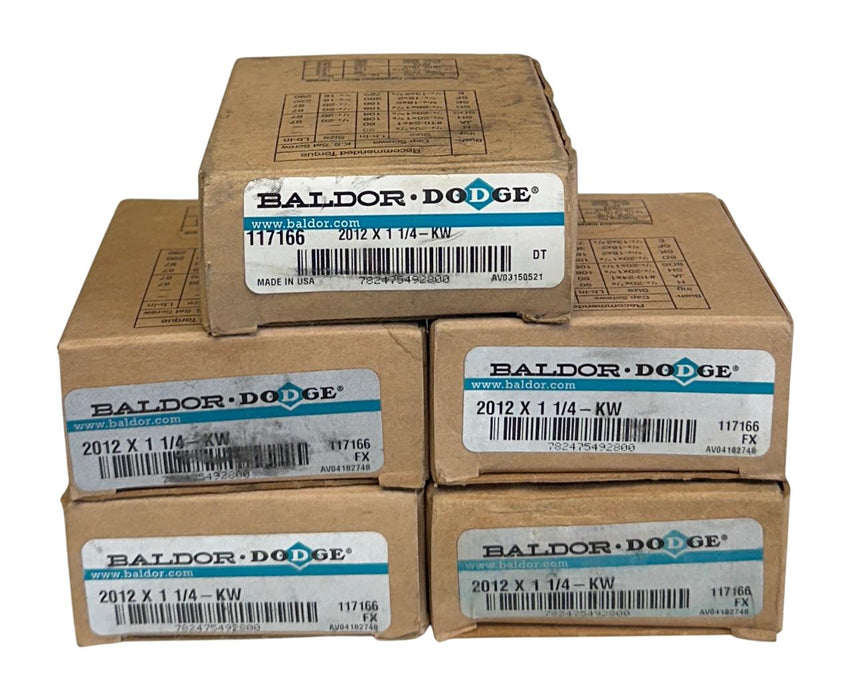 5 BALDOR DODGE 2012 X 1 1/4-KW / 117166 TAPER-LOCK BUSHINGS 1-1/4'' BORE NSMP