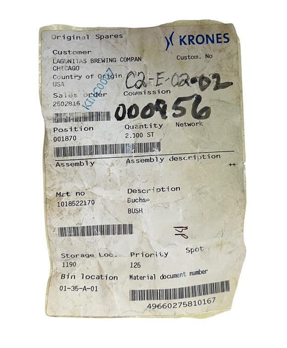 KRONES 1018522170 OEM BUSH REPLACEMENT FOR BLOW MOLD MACHINE NSNP
