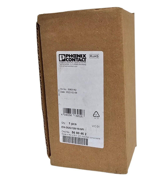 NIB PHOENIX CONTACT EM-DUO/120/15/GFI RECEPTACLE ORD. NO: 5600462