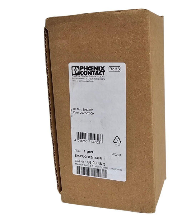 NIB PHOENIX CONTACT EM-DUO/120/15/GFI RECEPTACLE ORD. NO: 5600462