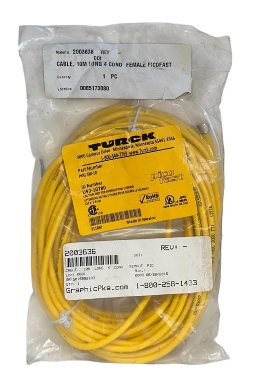 TURCK PKG 4M-10 / U99-10780 PICOFAST CORDSET SINGLE-ENDED M8 10M NSFS