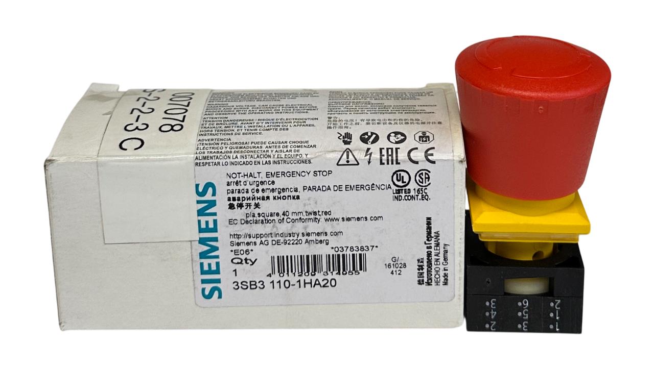 SIEMENS 3SB3110-1HA20 / 3SB31101HA20 NOT-HALT EMERGENCY STOP 40mm TWIST RED NSMP