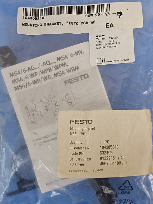 NEW FESTO MS6-WP MOUNTING BRACKET 532195