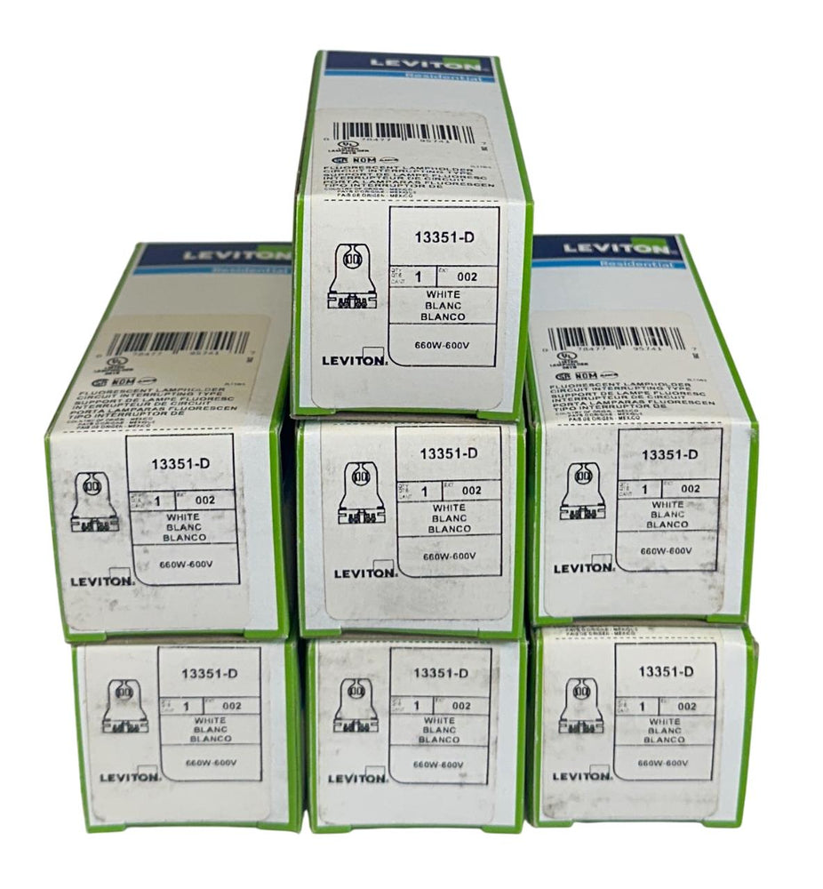 7 LEVITON 13351-D / 13351D FLUORESCENT LAMPHOLDERS WHITE 660W 600V NSMP