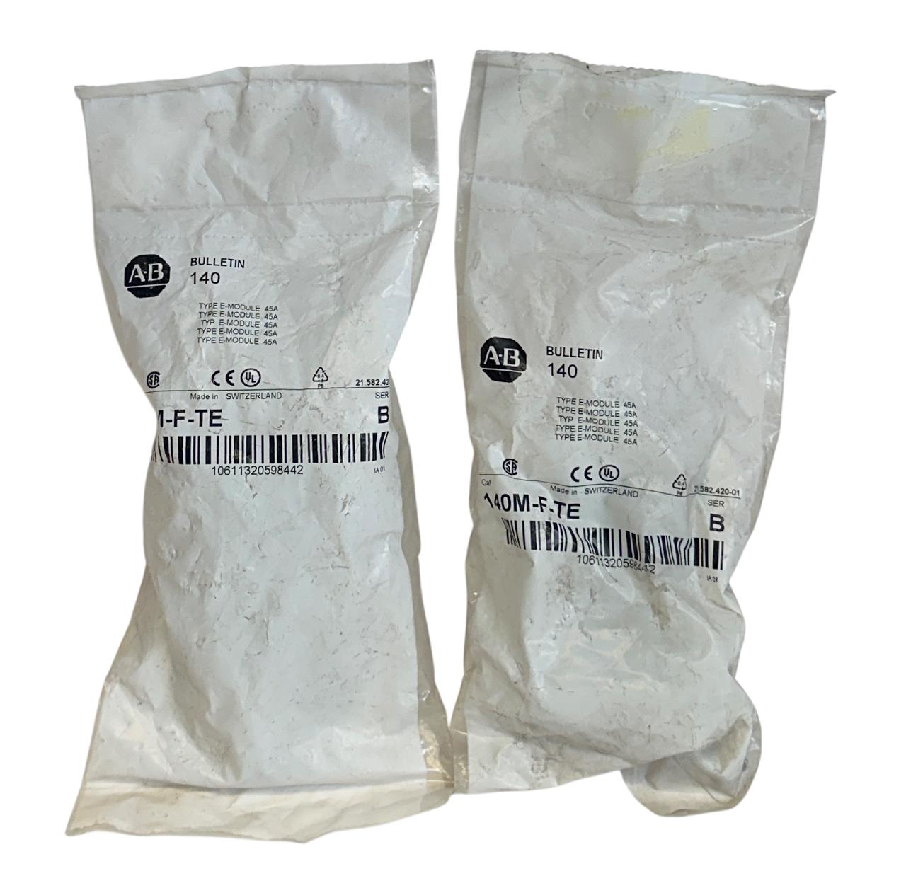 2 ALLEN BRADLEY 140M-F-TE /B BULLETIN 140 TYPE E-MODULE 45A ADAPTER 140MFTE NSFS