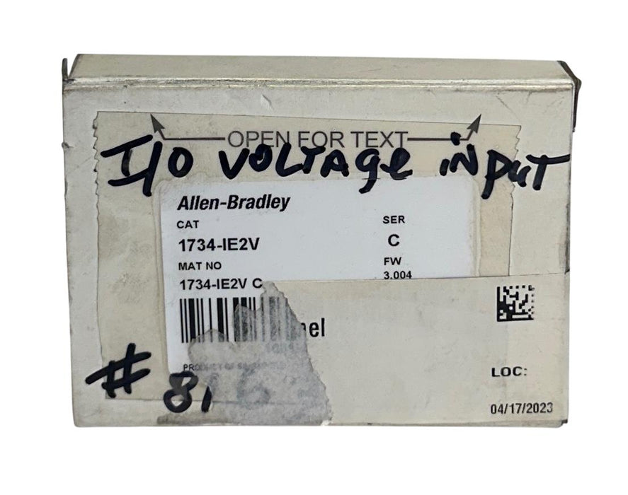 ALLEN BRADLEY 1734-IE2V /C POINT I/O 2-CHNL ANALOG INPUT MODULE 1734IE2V NSMP