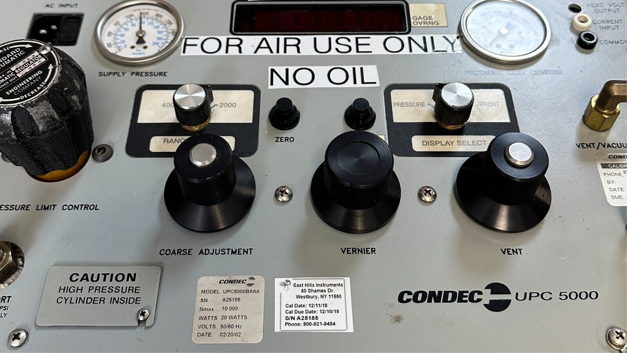 CONDEC UPC5000BAAA UPC 5000 PRESSURE CALIBRATION STANDARD TESTER 20W USNP