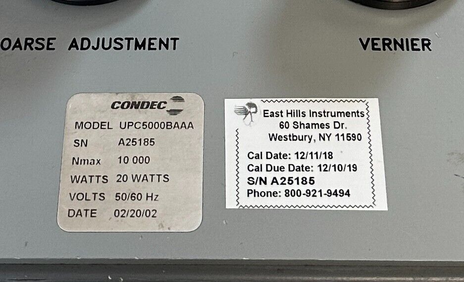 CONDEC UPC5000BAAA UPC 5000 PRESSURE CALIBRATION STANDARD TESTER 20W USNP