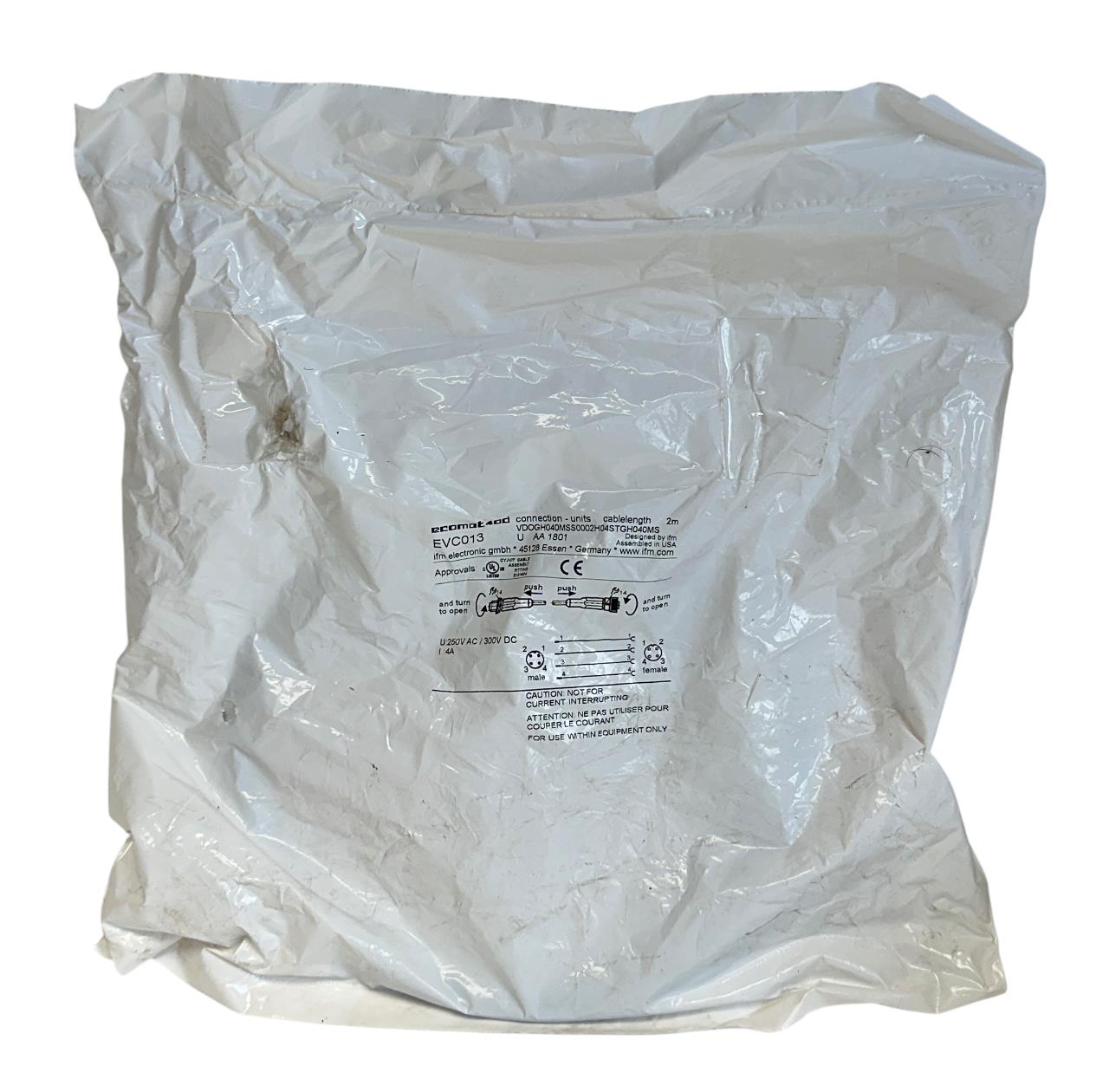 IFM VDOGH040MSS0002H04STGH040MS / EVC013 ECOMAT 400 CONNECTION CABLE 2M NSFS