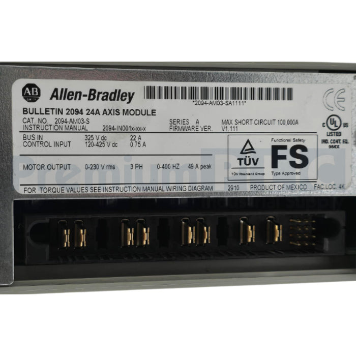 ALLEN BRADLEY 2094-AM03-S /A Kinetix 6000 24A AXIS MODULE 5.5kW 200/230VAC USPI