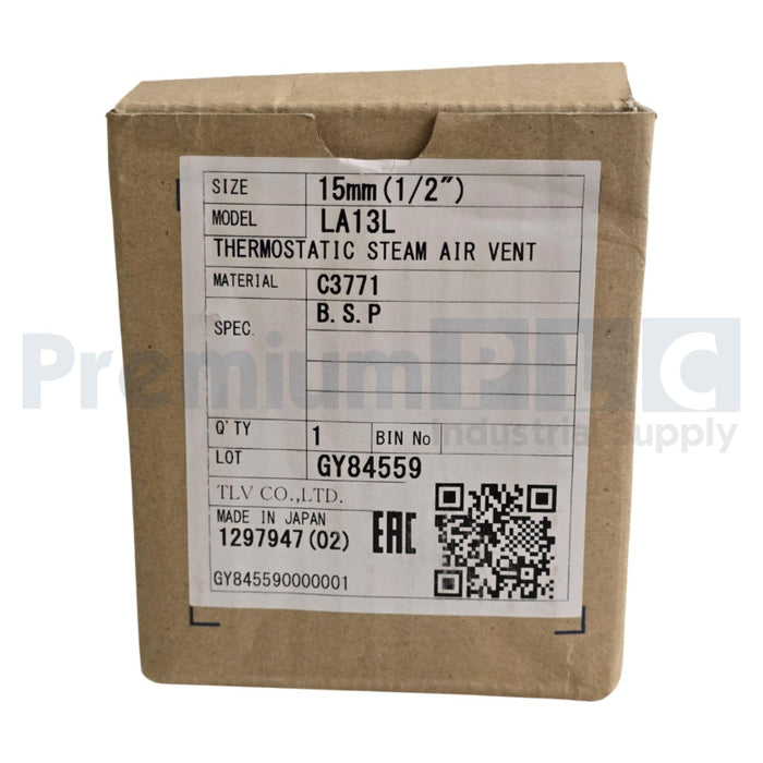 NEW TLV LA13L 1/2" (15mm) BRASS THERMOSTATIC STEAM AIR VENT NSMP