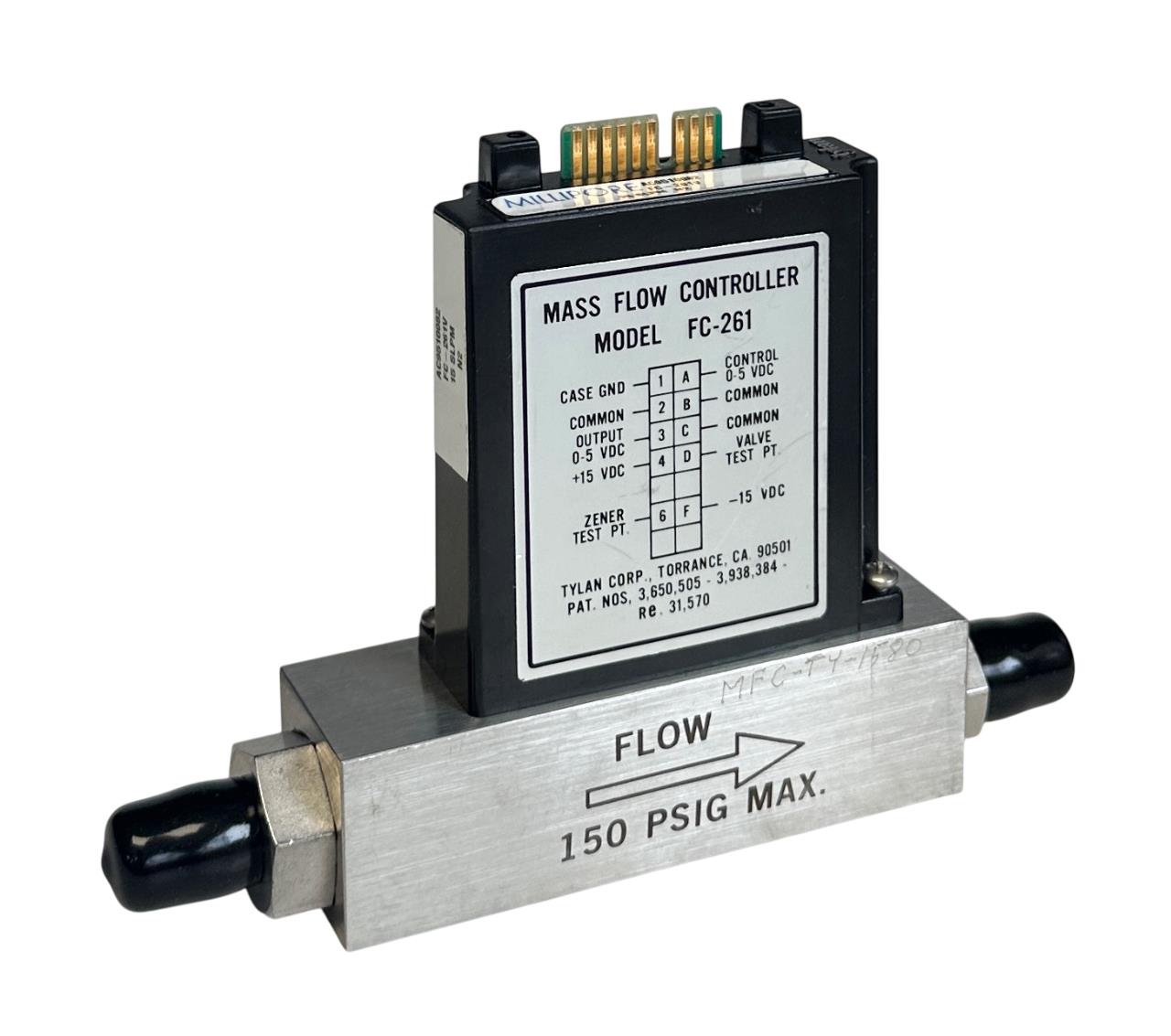 MILLIPORE FC-261V / FC261V Tylan 260 SERIES MASS FLOW CONTROLLER 15SLPM N2 USNP