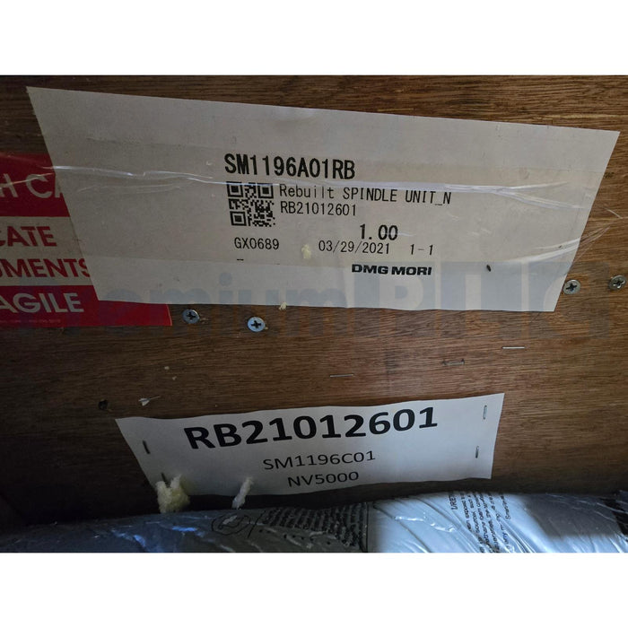 DMG MORI SEIKI SM1196A01RB / SM1196A01 / SM1196C01 NV5000 BT40 SPINDLE UNIT RBLT