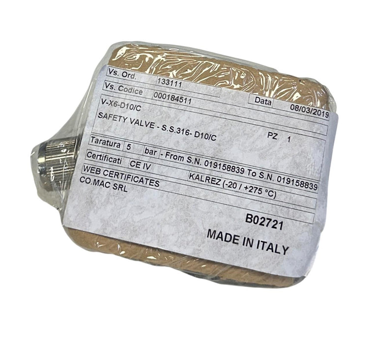 NUOVA GENERAL INSTRUMENTS V-X6-D10/C / VX6D10C PIPED SAFETY VALVE 316SS NSMP