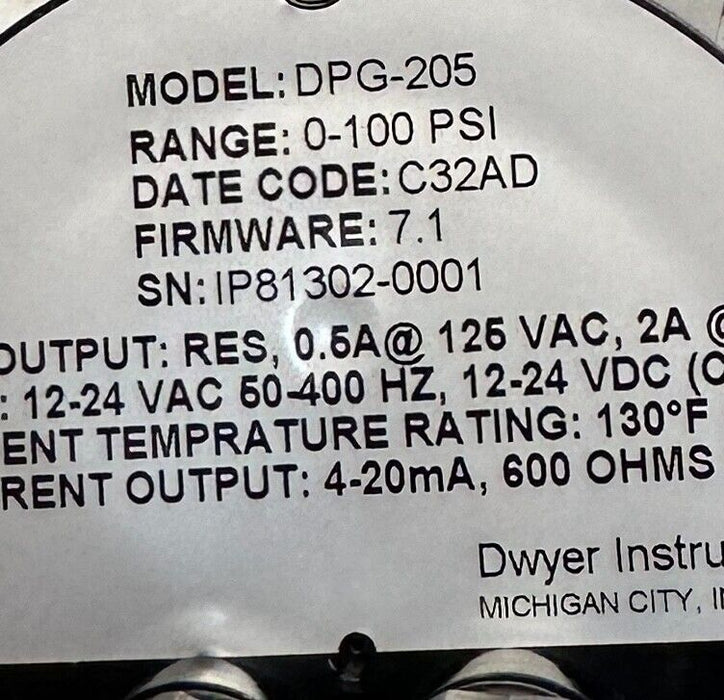 DWYER DPG-205 / 102048-04 DIGITAL PRESSURE GAUGE SERIES DPG-200 NSMP