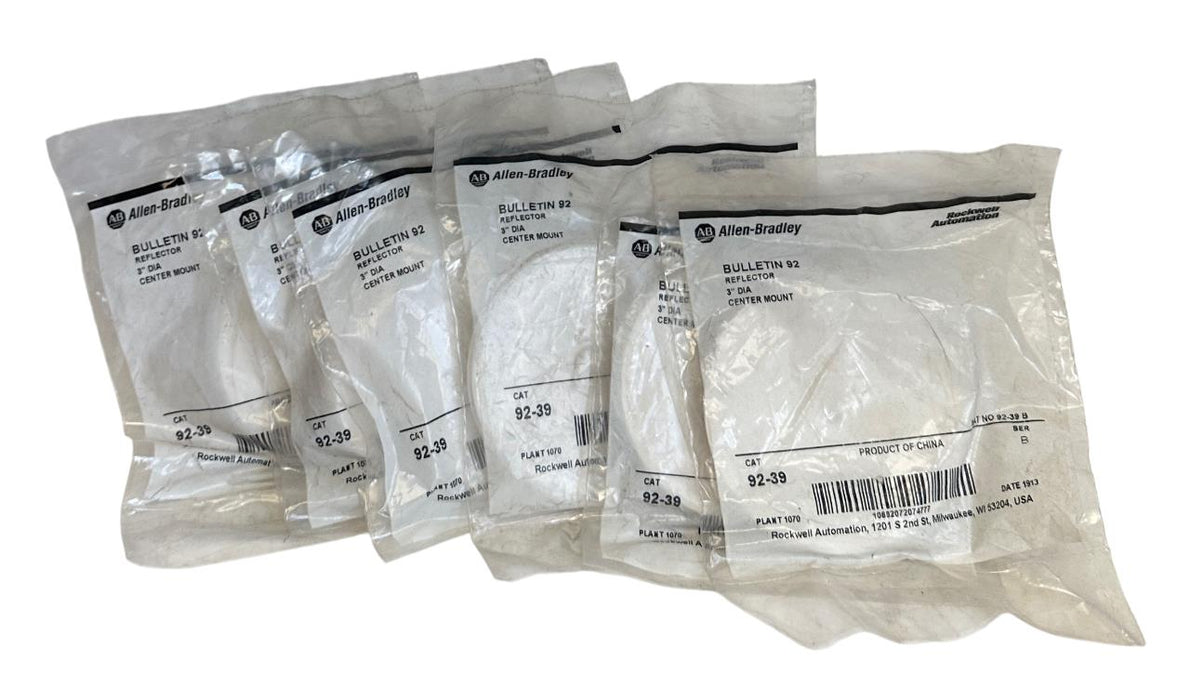 6 ALLEN BRADLEY 92-39 /B BULLETIN 92 REFLECTORS 3'' DIAMETER CENTER MOUNT NSFS