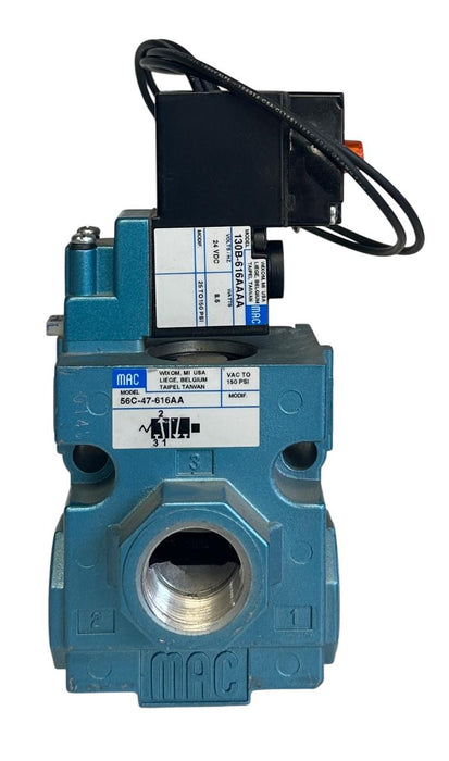 MAC VALVES 56C-47-616AA / 56C47616AA SOLENOID VALVE  24VDC COIL 8.5W 150PSI USNP