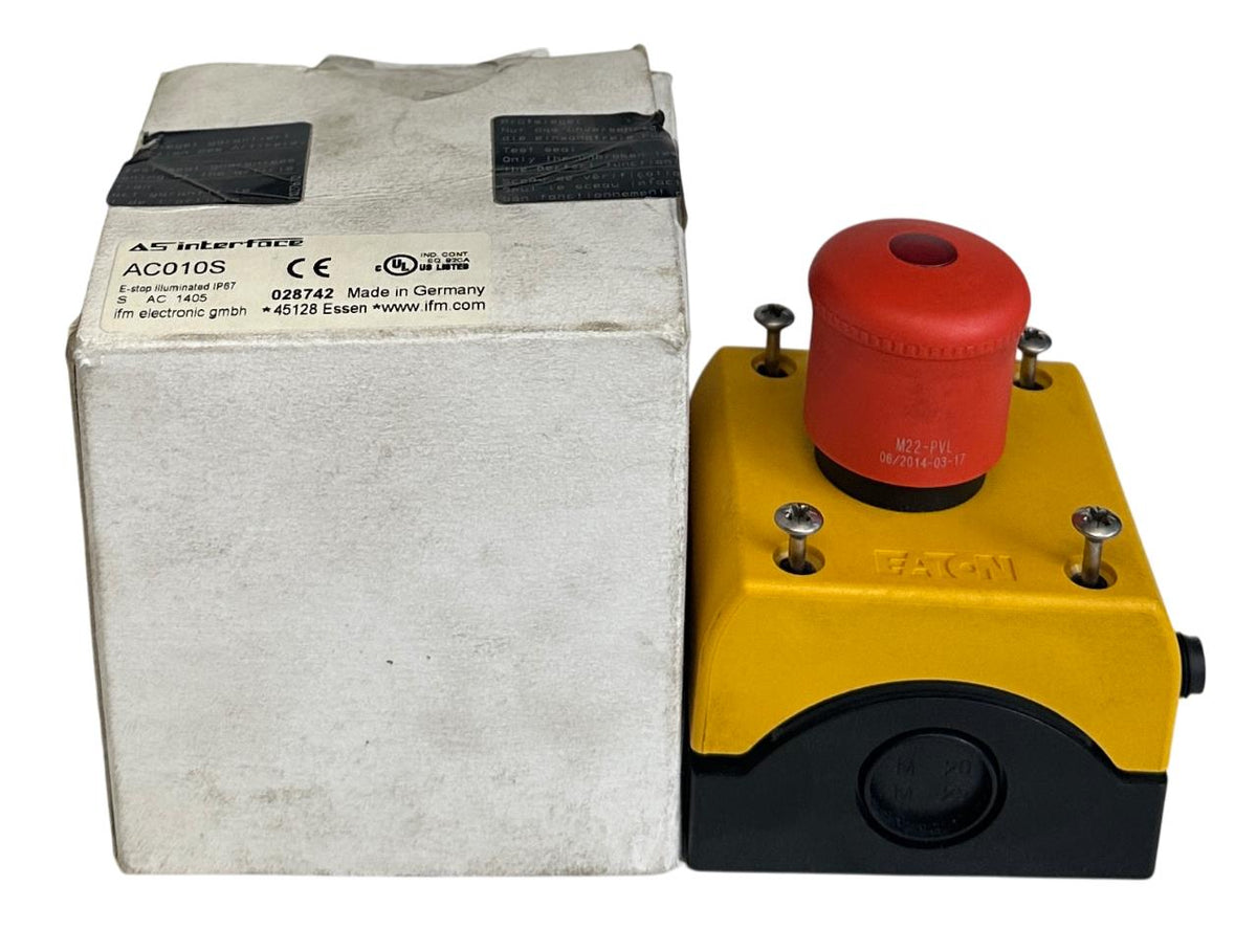 IFM AC010S / E-STOP ILLUMINATED IP67 AS-i SAFETY SLAVE PUSH BUTTON 451 ...