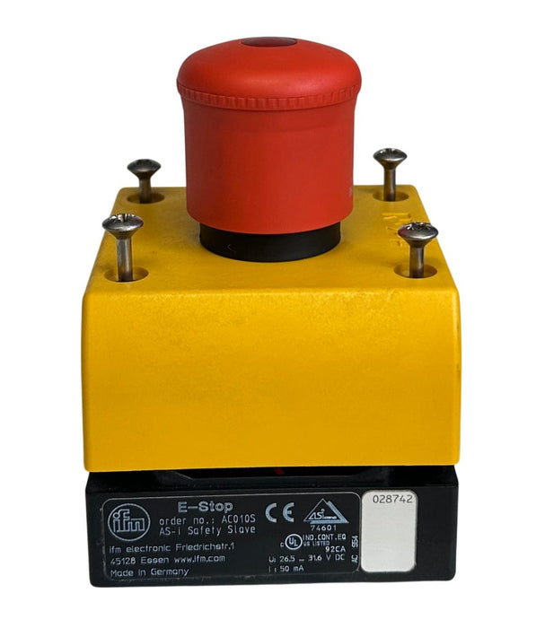 IFM AC010S / E-STOP ILLUMINATED IP67 AS-i SAFETY SLAVE PUSH BUTTON 45128 NSMP