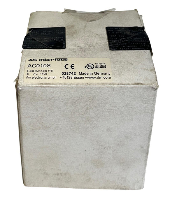 IFM AC010S / E-STOP ILLUMINATED IP67 AS-i SAFETY SLAVE PUSH BUTTON 45128 NSMP