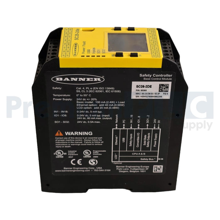 BANNER SC26-2DE SC26 SAFETY CONTROLLER BASE CONTROL MODULE P/N 85068 NUPI