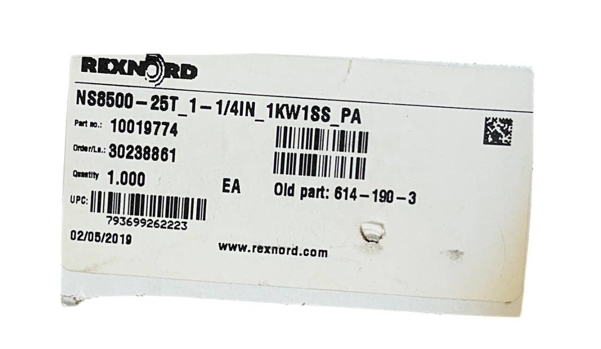 REXNORD NS8500-25T_1-1/4IN_1KW1SS_PA / 10019774 NYLON SPROCKET 1-1/4'' BORE NSNP