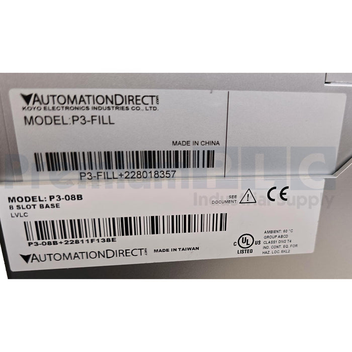 AUTOMATION DIRECT P3-08B Productivity3000 BASE W/P3-550E, P3-8AD4DA-1, ETC NUPI