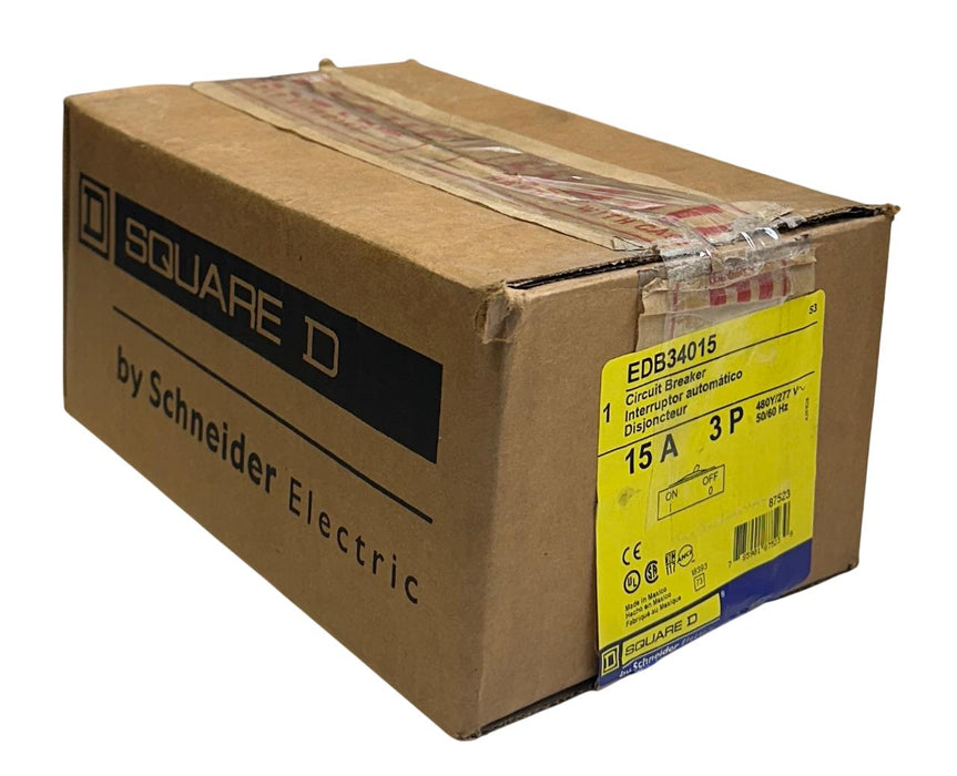 SCHNEIDER SQUARE-D EDB34015 CIRCUIT BREAKER 15A 3P 50/60Hz 480Y/277V NSMP