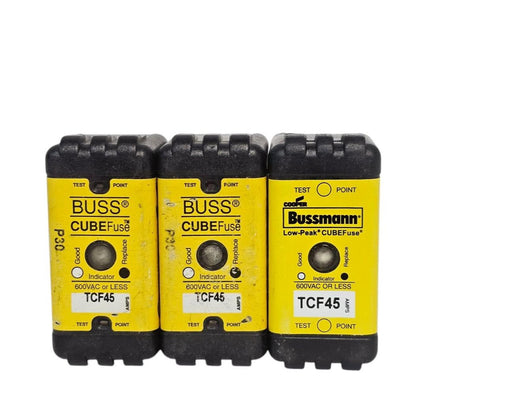 LOT OF 3 COOPER BUSSMANN TCF45 LOW-PEAK CUBEFUSES 45A 600V