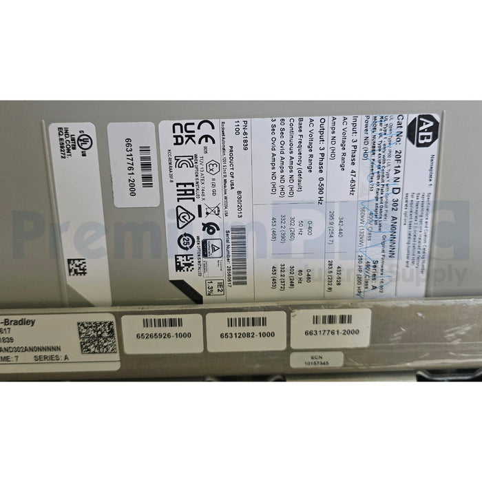 ALLEN BRADLEY 20F1AND302AN0NNNNN PowerFlex 753 AC DRIVE VFD 250HP 480VAC NSNP