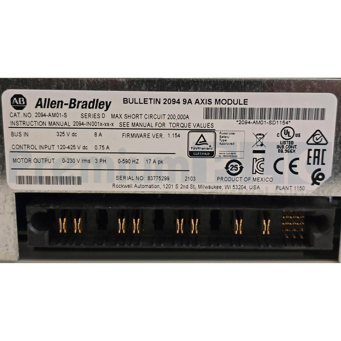 ALLEN BRADLEY 2094-AM01-S /D Kinetix 6000 9A AXIS MODULE 1.9kW 2094AM01S NSNP