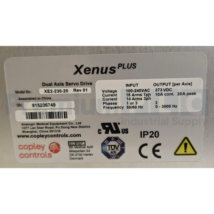 COPLEY CONTROLS: XE2-230-20 REV. 01 XENUS PLUS 2-AXIS EtherCAT SERVO DRIVE USPI