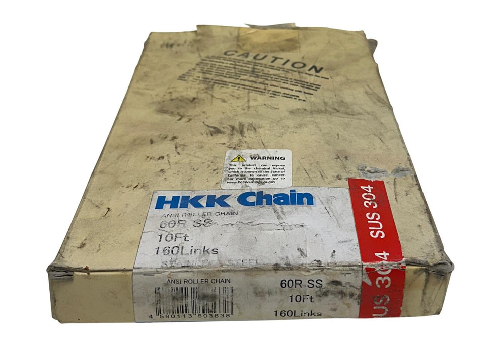 HKK CHAIN 60R-SS / 60RSS ANSI ROLLER CHAIN 10FT 160 LINKS 304 STAINLESS NSMP
