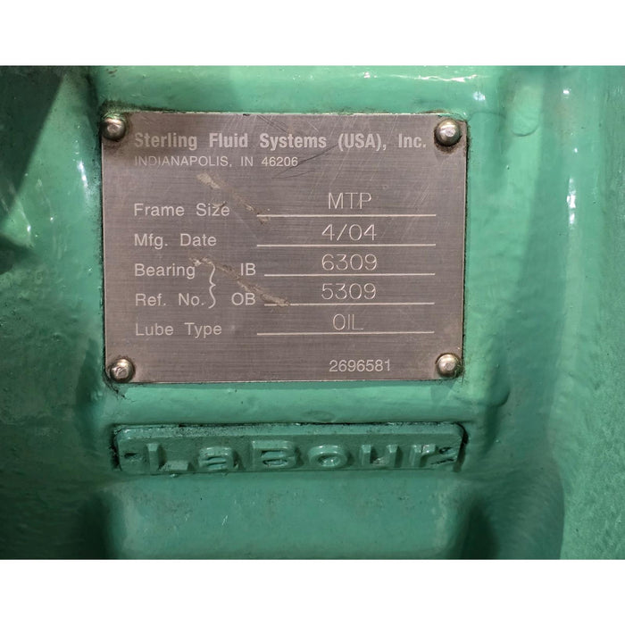 STERLING PEERLESS LaBour 3X4-8G MTP 8196-M 316SS CENTRIFUGAL PUMP 500GPM REFURB