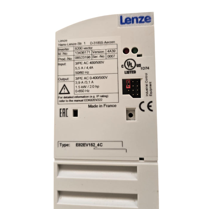 LENZE E82EV152K4C 8200 VECTOR 3~400V 1.5kW INVERTER E82EV152_4C 13436171 NSMP