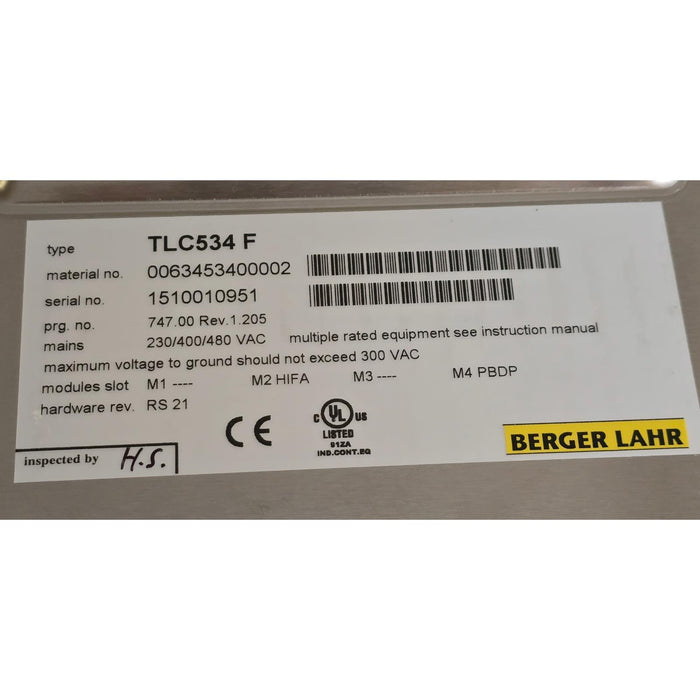 BERGER LAHR TLC534 F SERVO DRIVE TLC534 F-/HIFA/-/PBDP 0063453400002 NSMP