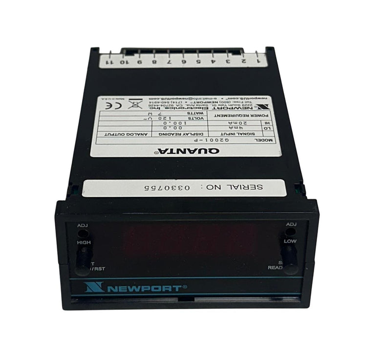 NEWPORT Q2001-P / Q2001P QUANTA DIGITAL PROCESS PANEL METER 4-20mA 120V NSMP