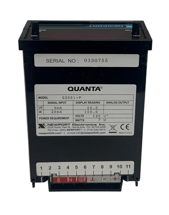 NEWPORT Q2001-P / Q2001P QUANTA DIGITAL PROCESS PANEL METER 4-20mA 120V NSMP