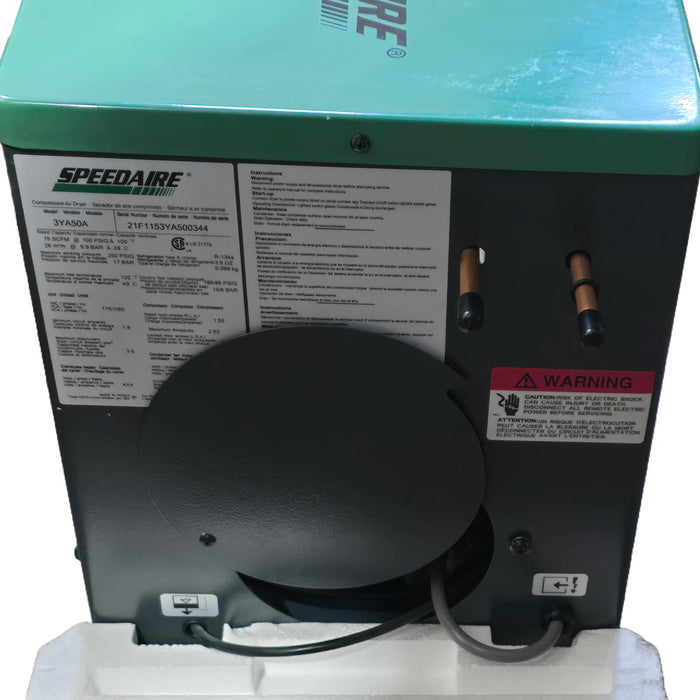 SPEEDAIRE 3YA50A REFRIGERATED COMPRESSED AIR DRYER 15SCFM 115V/1PH/60Hz NSMP