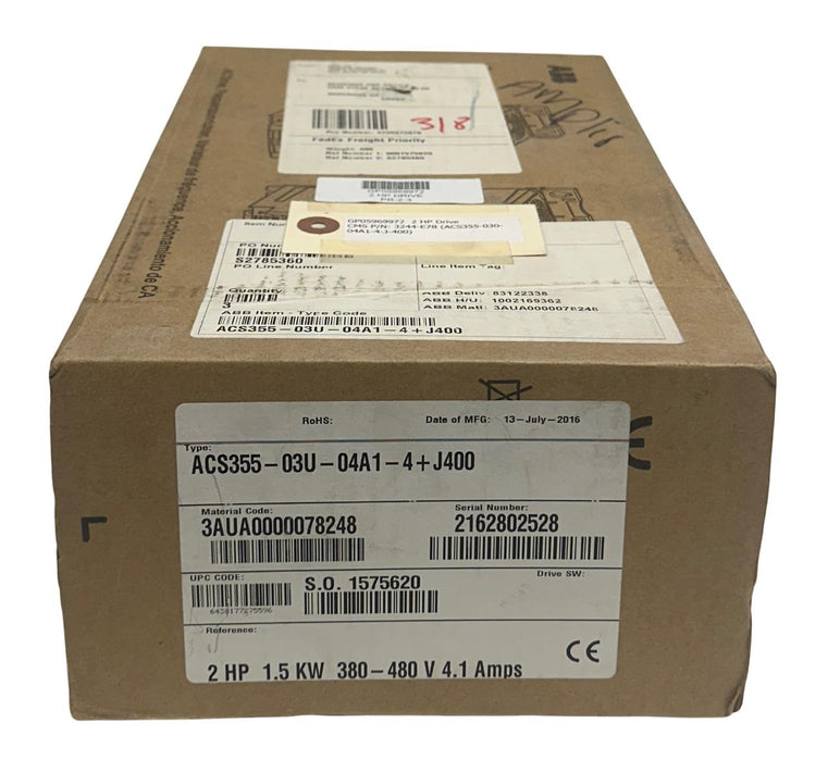 ABB ACS355-03U-04A1-4 / 3AUA0000058216 MACHINE DRIVE 1.5kW/2HP 400/480V NSMP