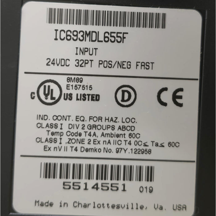 GE FANUC IC693MDL655F 90-30 INPUT MODULE 24VDC 32PT POS/NEG FAST IC693MDL655 NEW