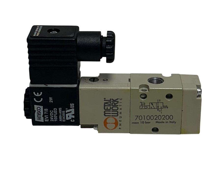 METAL WORK 7010020200 PNEUMATIC SOLENOID VALVE W/ AMISCO EVI 7/8 COIL 24V NSNP