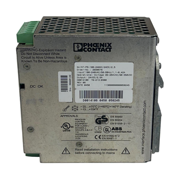 PHOENIX CONTACT QUINT-PS-100-240AC/24DC/2,5 / 2938578 QUINT POWER SUPPLY USNP