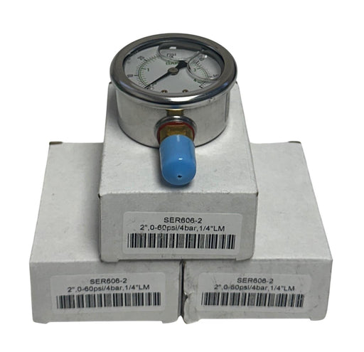 3 SERFILCO SER606-2 / SER6062 LIQUID FILLED PRESSURE GAUGES 2'' 0-60PSI NSMP
