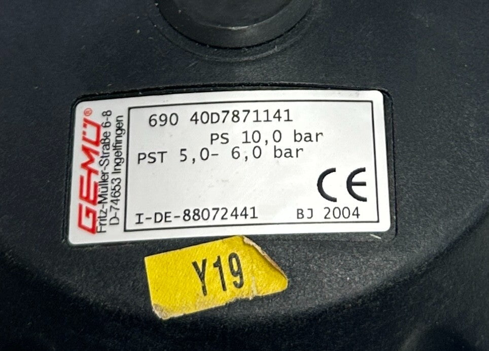 GEMU 690 40D7871141 / 88072441 PNEUMATIC ACTUATOR VALVE OEM PS 10BAR DN40 NSMP