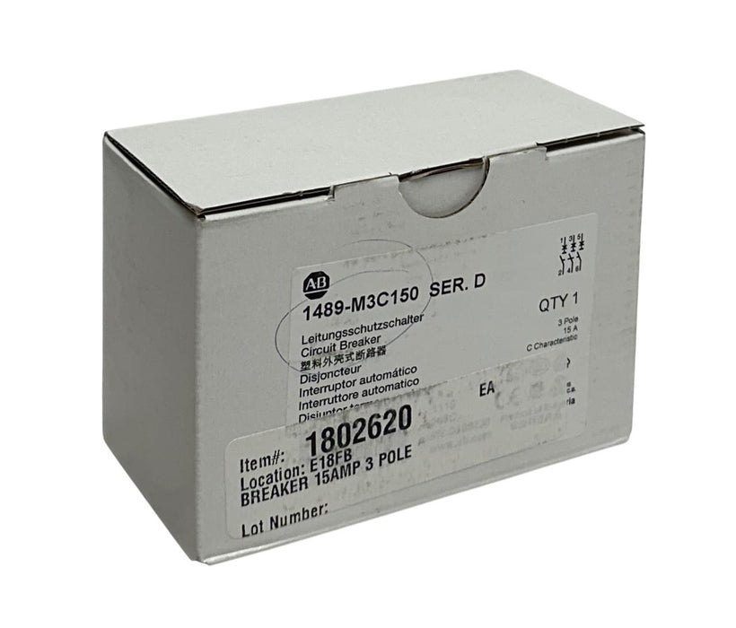 ALLEN BRADLEY 1489-M3C150 /D CIRCUIT BREAKER 1489-M SERIES 3-POLE 15A NSMP