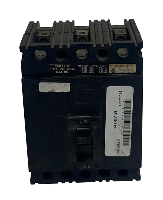 SQUARE D FAL-36015 / FAL36015 INDUSTRIAL CIRCUIT BREAKER 3-POLE 15A 600VAC USNP