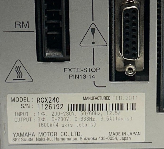 YAMAHA MOTOR RCX240 ROBOT CONTROLLER 4-AXIS 200-230V 12.5A W/ RGU-2 MODULE USNP
