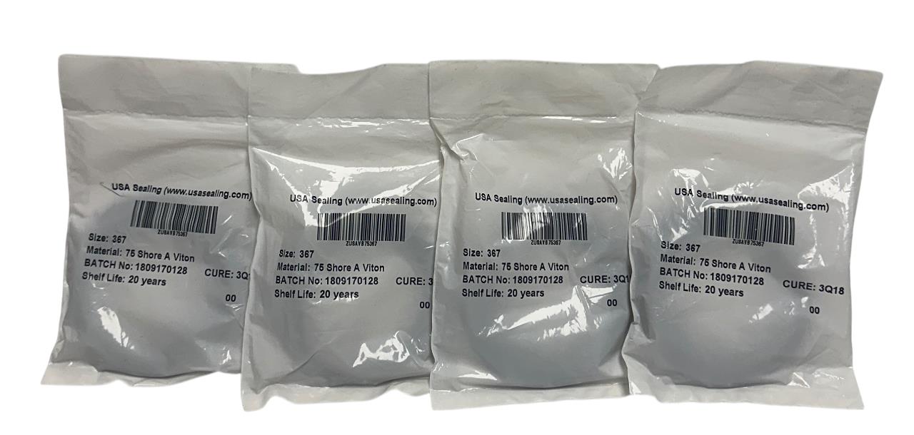 4 USA SEALING ZUSAVB75367 VITON O-RINGS DUROMETER 75 SIZE 367 OEM BROWN NSFS